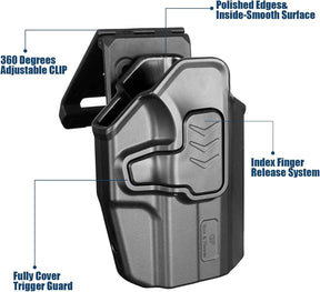 Sig Sauer P365 X-Macro OWB Belt Clip Holster - Level II Retention, 360° Adjustable Paddle or Duty Belt Clip, Injection Molded Polymer Outside Waistband, Right Hand