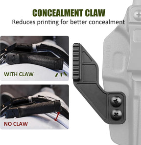 Glock 17/19 IWB Holster with Claw - Optic Cut, Adjustable Ride Height & Retention, Fits G19X/34/44/45 (Gen 1-5), G32 (Gen 3-4) & MOS Models, Right Hand GUN & FLOWER