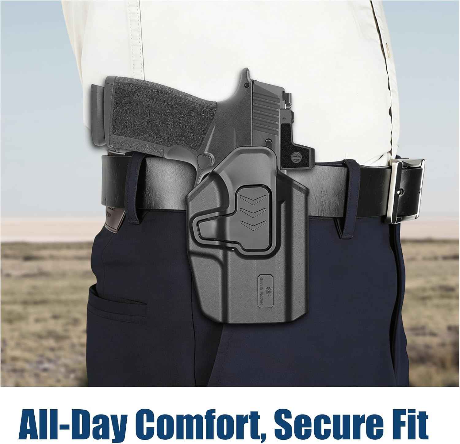 Sig Sauer P365 X-Macro OWB Belt Clip Holster - Level II Retention, 360° Adjustable Paddle or Duty Belt Clip, Injection Molded Polymer Outside Waistband, Right Hand