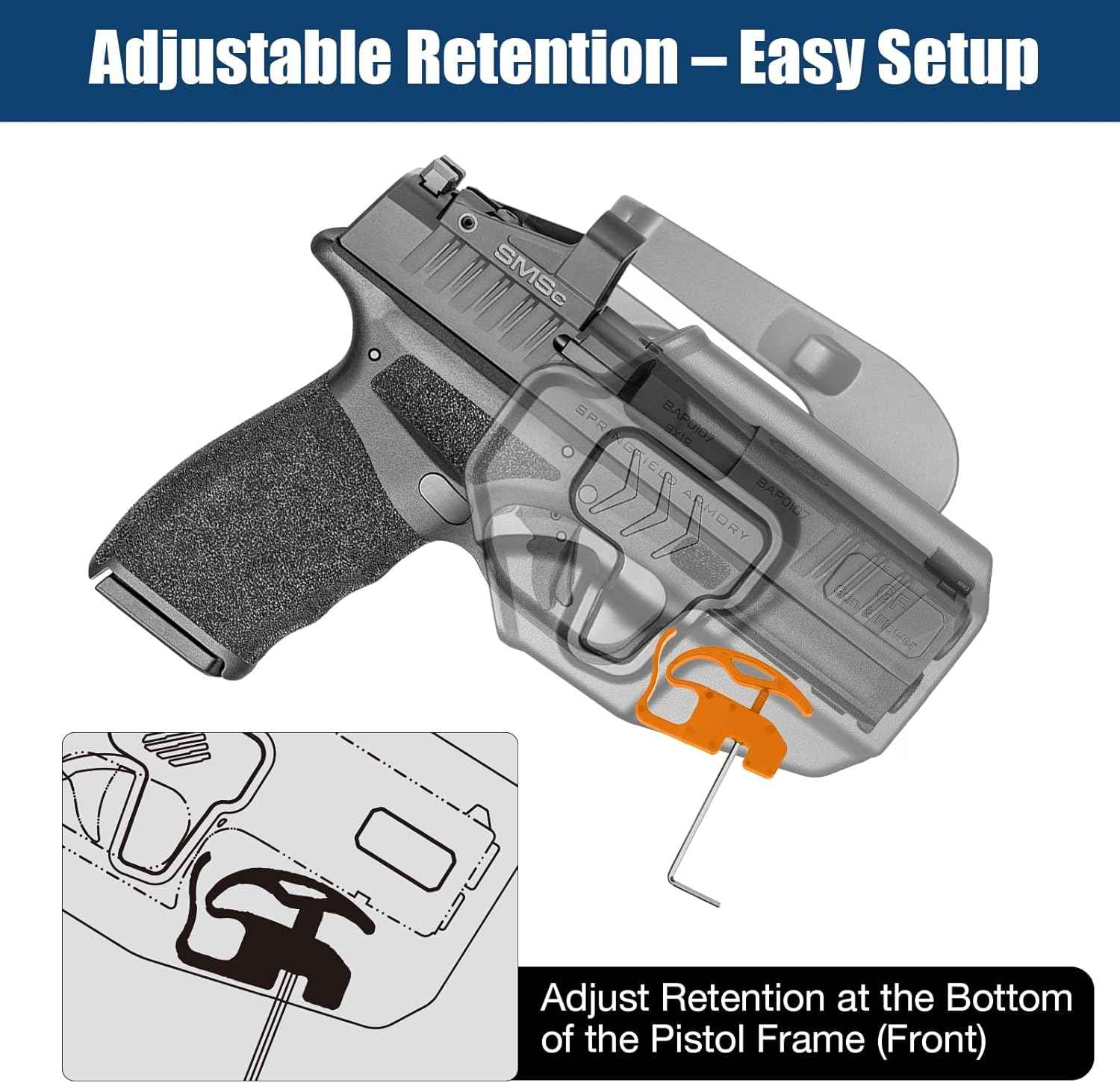 Springfield Hellcat Pro OWB Paddle Holster - Level II Retention, RDS / Optic Ready, Outside Waistband Right Hand