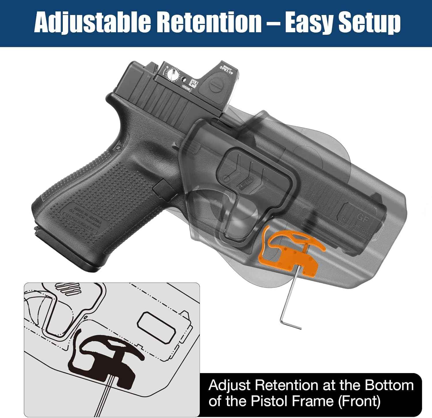 Glock 17/19/19X/23/45 OWB Holster - Level II Index Finger Release, Adjustable Retention, 360° Paddle, Precision Fit Right Hand