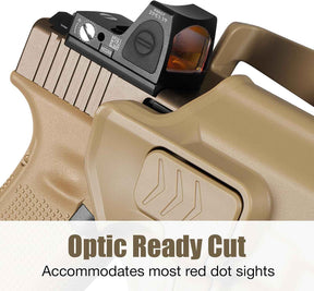 Glock 19/19X/23/26/44/45 OWB Holster - Level II Index Finger Release, Optic Ready / MOS Compatible, Fits Ruger RXM, PSA Dagger Compact & Glock 32 Gen3-4, Right Hand Tan - GUN & FLOWER