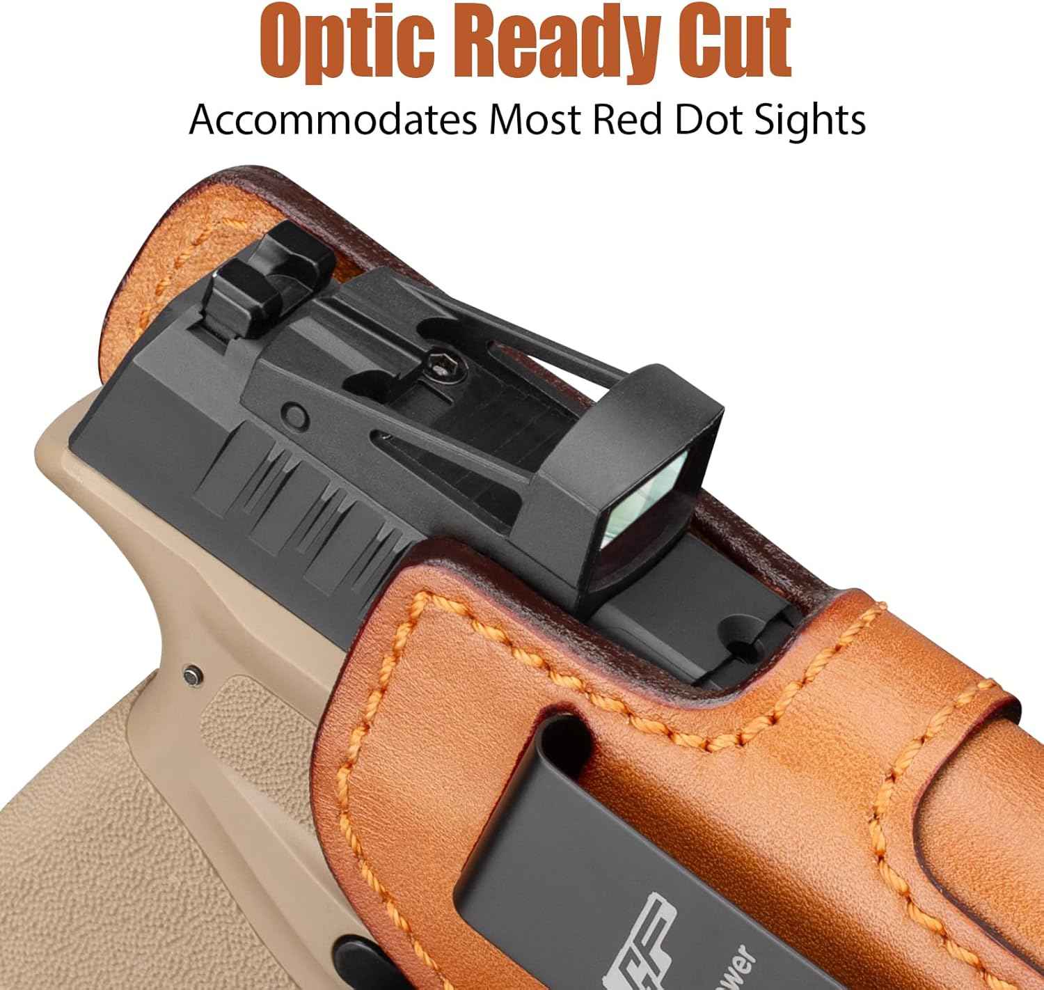 Springfield Hellcat / Hellcat OSP IWB Leather Holster - Optic Cut Concealed Carry, Appendix Inside Waistband, Fits 1.5"-1.75" Belt, Black Right Hand - GUN & FLOWER