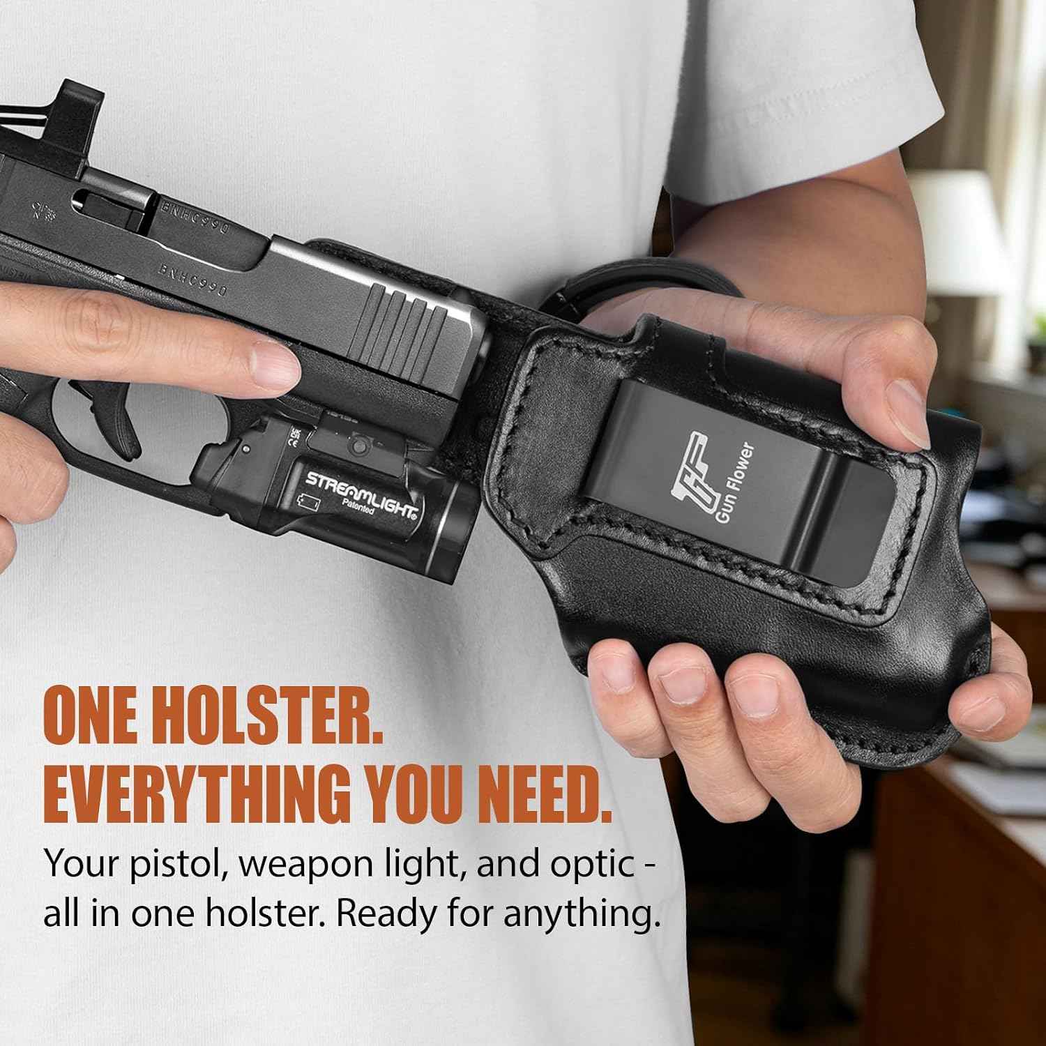 IWB Leather Holster for Glock 43X w/TLR-7X Sub, TLR-7 HL-X Sub & TLR-7 Sub | Also Fits PSA Dagger Micro, Fits Glock 43X MOS & 43X with Rail Only, Optic-Ready Cut, Fits 1.5"-1.75" Belts, Right Hand