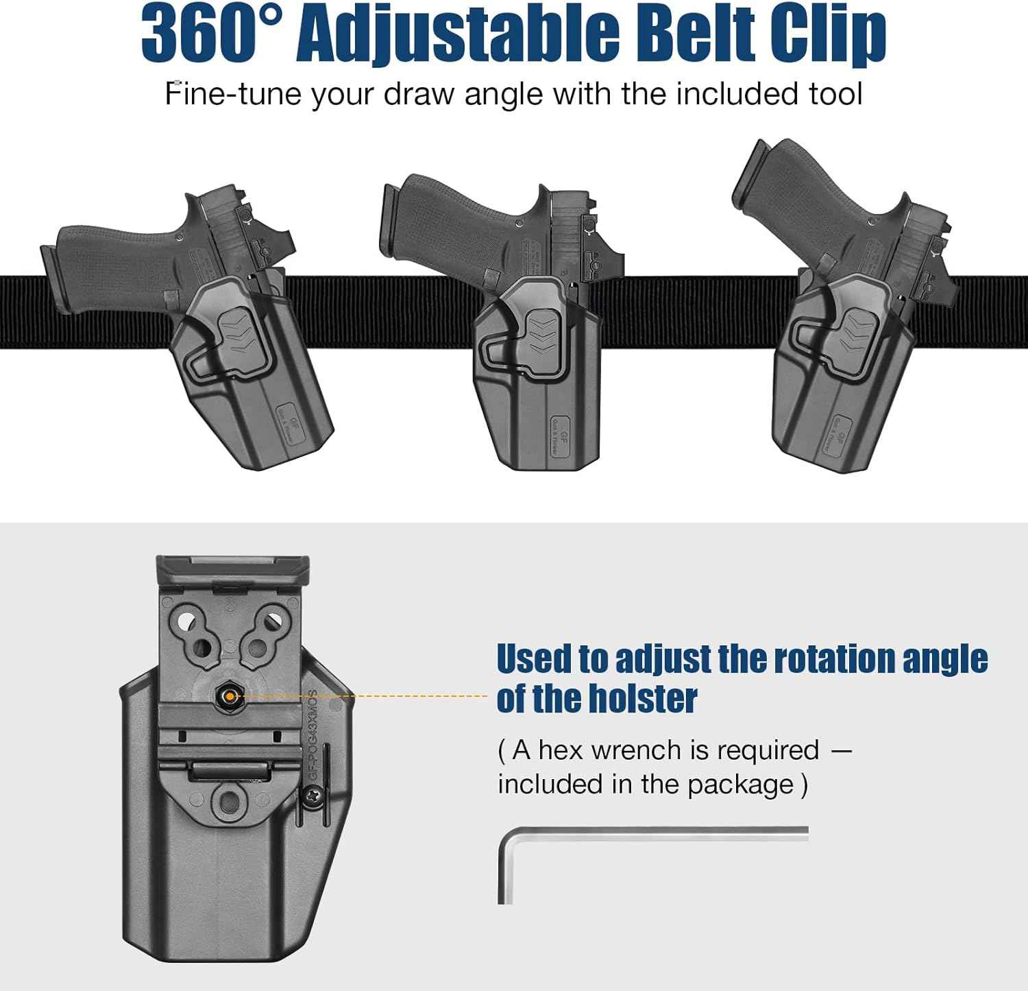 Glock 43 / 43X / 48 OWB Belt Clip Holster (MOS & Rail Versions) - Level II Retention, Fits G43X MOS with/without Rail, Multiple Attachment Options, Right Hand