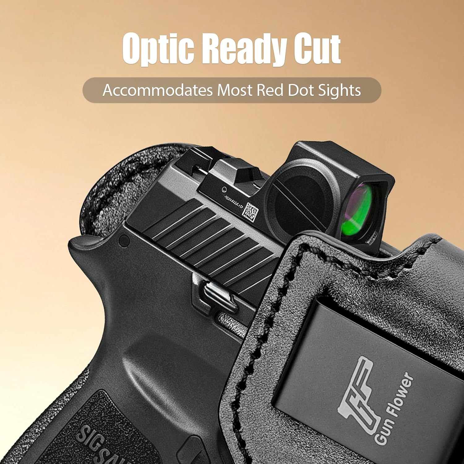 Sig P320 Compact / M18 IWB Black Leather Holster w/Olight Baldr S / Baldr Mini / RL Mini - Light-Bearing Optic Cut, Also Fits P320 XCarry & XCompact, 1.5"-1.75" Belts, Right Hand