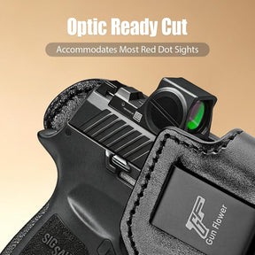 Sig P320 Compact / M18 IWB Black Leather Holster w/Olight Baldr S / Baldr Mini / RL Mini - Light-Bearing Optic Cut, Also Fits P320 XCarry & XCompact, 1.5"-1.75" Belts, Right Hand