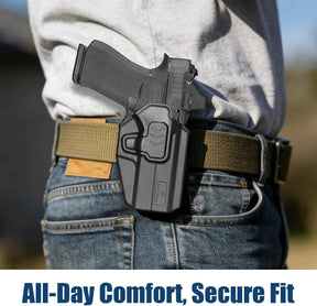 Level II Retention Glock 43 / 43X / 48 OWB Silicone Paddle Holster (MOS & Rail Versions) - Fits G43X MOS with/without Rail, Multiple Attachment Options, Right Hand