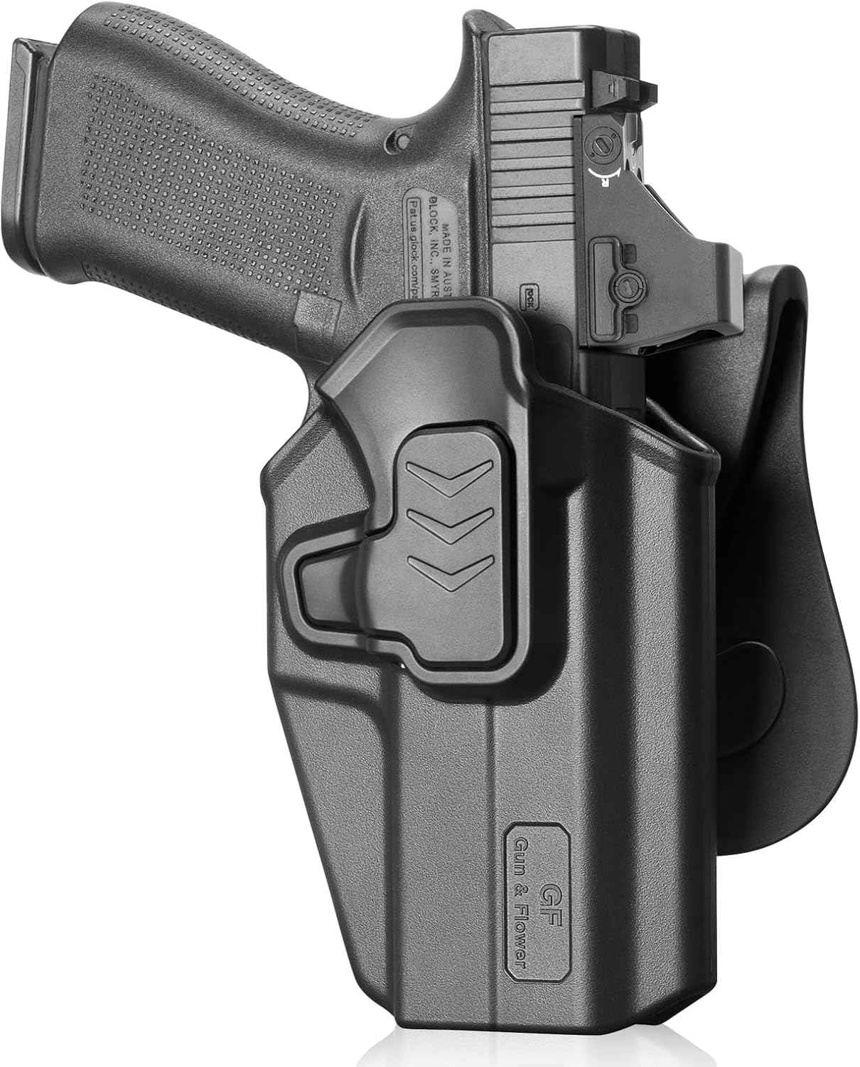 Level II Retention Glock 43 / 43X / 48 OWB Silicone Paddle Holster (MOS & Rail Versions) - Fits G43X MOS with/without Rail, Multiple Attachment Options, Right Hand