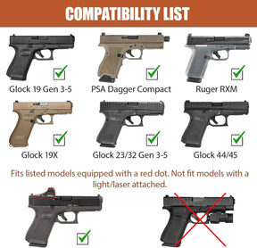 Gunflower  Glock 19/19X/23/32/44/45 Gen1-5 & MOS IWB Leather Holster - Optic Cut Custom Fit (Also PSA Dagger Compact & Ruger RXM), Premium Leather Concealed Carry, Fits 1.5"-1.75" Belt, Black Right Hand