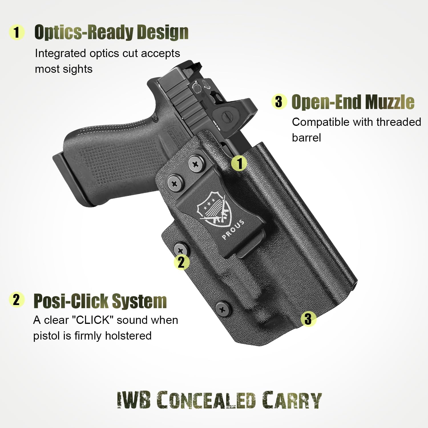 Glock 43X MOS / G48 MOS IWB Kydex Holster - Optics-Ready, TLR-7X/HL-X Sub Compatible, Adjustable Cant & Retention, Fits G43X Rail/G48 Rail/PSA Dagger Micro, Right Hand GUN & FLOWER