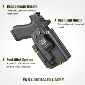 Glock 43X MOS / G48 MOS IWB Kydex Holster - Optics-Ready, TLR-7X/HL-X Sub Compatible, Adjustable Cant & Retention, Fits G43X Rail/G48 Rail/PSA Dagger Micro, Right Hand GUN & FLOWER