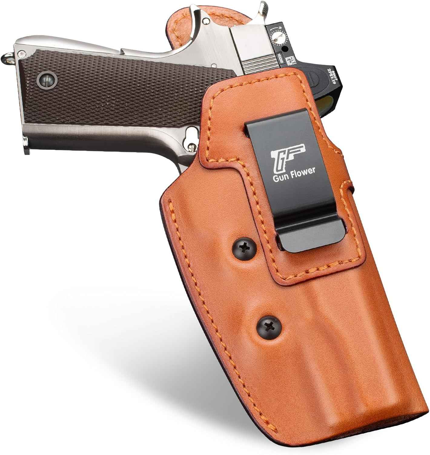 1911 IWB Full Grain Leather Holster - Fits Most 5" / 4.25" / 4" Barrel 1911 Pistols (Kimber, Colt, Tisas, S&W, Sig, Springfield, Ruger SR, Remington & More) - Right Hand Concealed Carry, No Optics/No Light/Laser