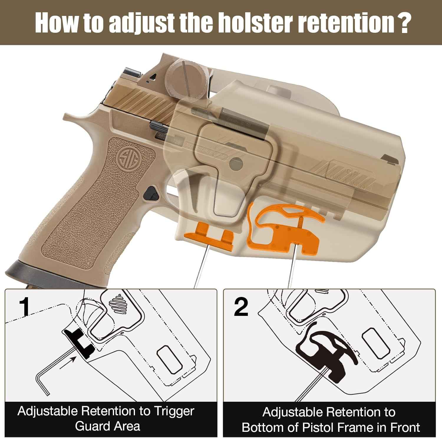 Universal OWB Paddle Holster Desert Tan Optic Ready - Fits Sig P320, Glock 17/19, Taurus G2C/G3C, Canik TP9, FN 509, M&P, CZ P-07 & More - Index Finger Release, Right Hand