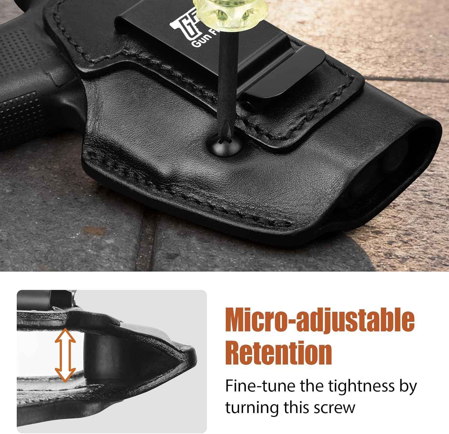 Glock 43/43X/43X MOS IWB Leather Holster - Optic Cut Concealed Carry, Appendix Inside Waistband, Fits 1.5"-1.75" Belt, Brown/Black Right Hand - GUN & FLOWER