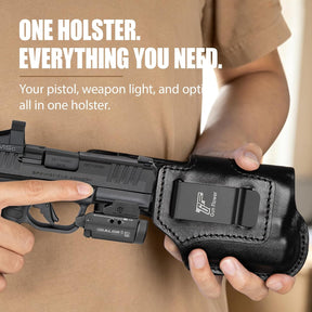 Hellcat Pro IWB Black Leather Holster w/Olight Baldr S / Baldr Mini / RL Mini - Light-Bearing Optic Cut, Fits Hellcat Pro OSP / Comp / Threaded, 1.5"-1.75" Belts, Right Hand