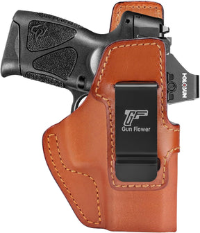 GUN & FLOWER Taurus G3C/G2C IWB Leather Holster - Premium Leather, Optic Cut & Appendix Concealed Carry, Fits 1.5"-1.75" Belts, Right Hand for G3C Toro/TX22 Compact/PT111/PT140 G2 GUN & FLOWER