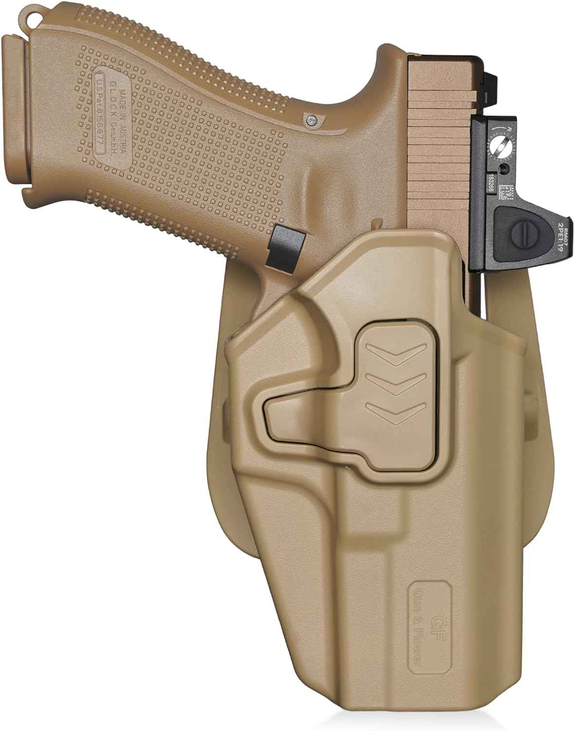 Glock 17/19/19X/22/23/44/45 OWB Holster - Level II Index Finger Release, Optic Ready / MOS Compatible, Fits Ruger RXM, PSA Dagger Compact & Glock 31/32 Gen1-6, Adjustable Retention, Right Hand