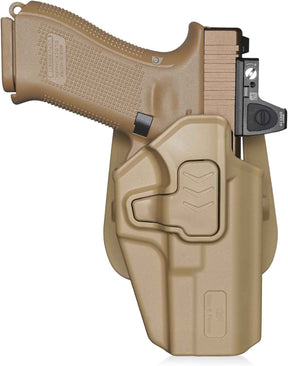 Glock 17/19/19X/22/23/44/45 OWB Holster - Level II Index Finger Release, Optic Ready / MOS Compatible, Fits Ruger RXM, PSA Dagger Compact & Glock 31/32 Gen1-6, Adjustable Retention, Right Hand