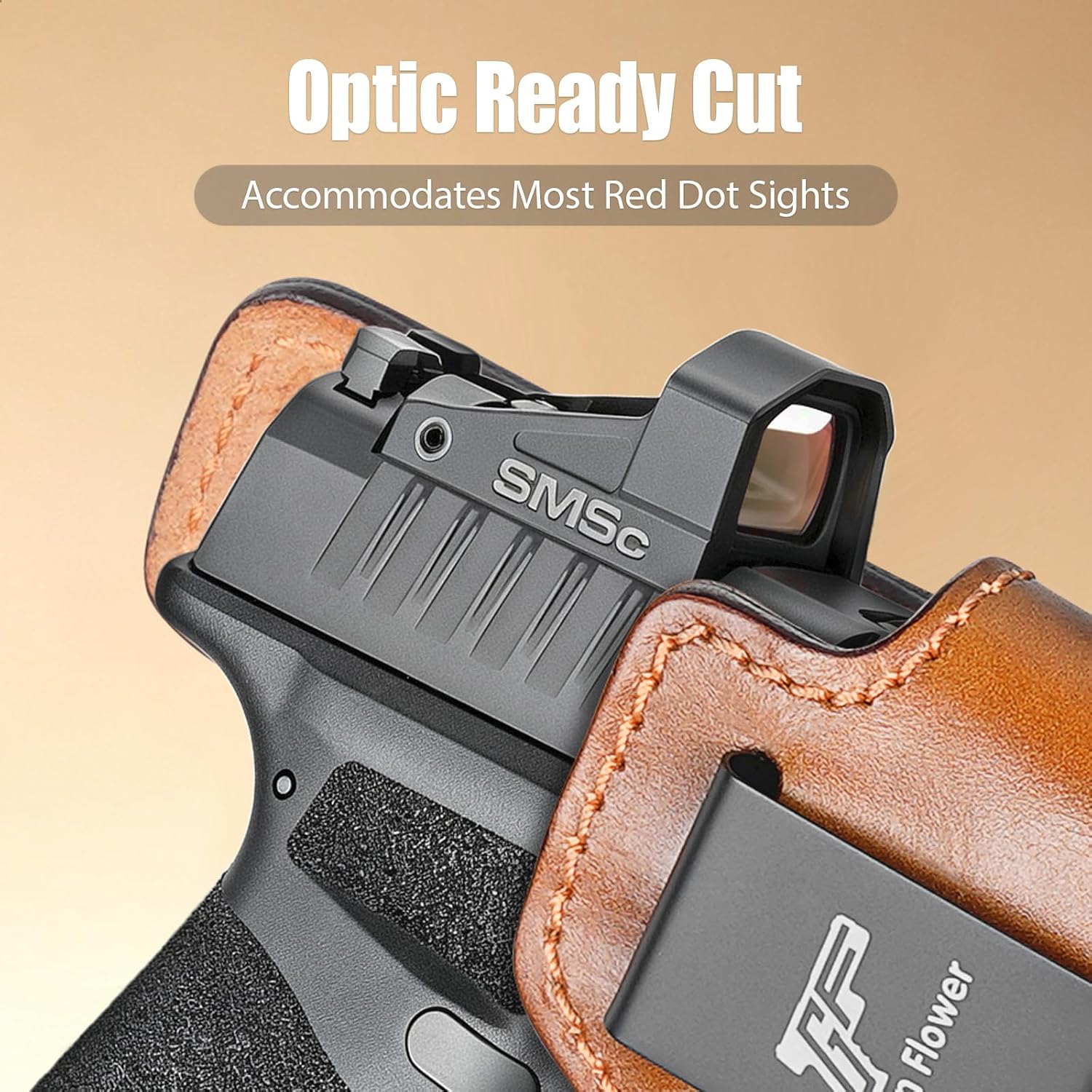 Hellcat Pro IWB Brown Leather Holster w/Olight Baldr S / Baldr Mini / RL Mini - Light-Bearing Optic Cut, Fits Hellcat Pro OSP / Comp / Threaded, 1.5"-1.75" Belts, Right Hand