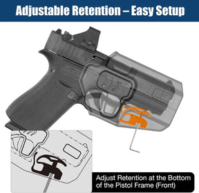 Glock 43 / 43X / 48 OWB Belt Clip Holster (MOS & Rail Versions) - Level II Retention, Fits G43X MOS with/without Rail, Multiple Attachment Options, Right Hand