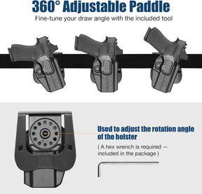 Glock 43 / 43X / 48 OWB Paddle Holster (MOS & Rail Versions) - Level II Retention, Fits G43X MOS with/without Rail, Multiple Attachment Options, Right Hand