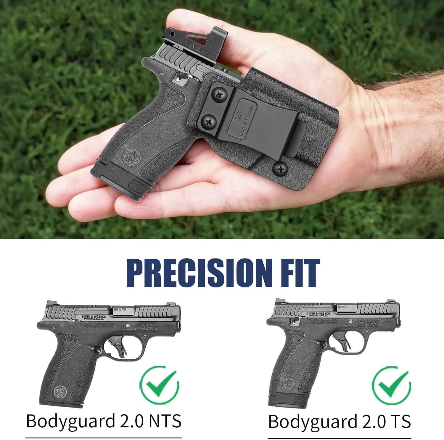 S&W Bodyguard 2.0 IWB Kydex Holster - Optic Cut, Adjustable Cant & Retention, Concealed Carry Inside Waistband, Right Hand