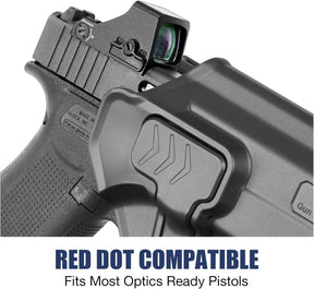 Glock 43 / 43X / 48 OWB Belt Clip Holster (MOS & Rail Versions) - Level II Retention, Fits G43X MOS with/without Rail, Multiple Attachment Options, Right Hand