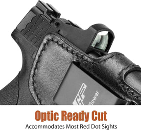 S&W M&P Shield / Shield Plus 3.1" IWB Leather Holster - Adjustable Retention, Inside Waistband Concealed Carry, Fits M&P 9 Shield, M&P 9/40 Shield M2.0 & Shield Plus, Right Hand - GUN & FLOWER