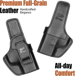 Ruger MAX-9 / PSA Dagger Micro / Springfield Hellcat / Hellcat OSP IWB Leather Holster - Optic Cut Concealed Carry, Fits 1.5"-1.75" Belt, Premium Leather Right Hand - GUN & FLOWER