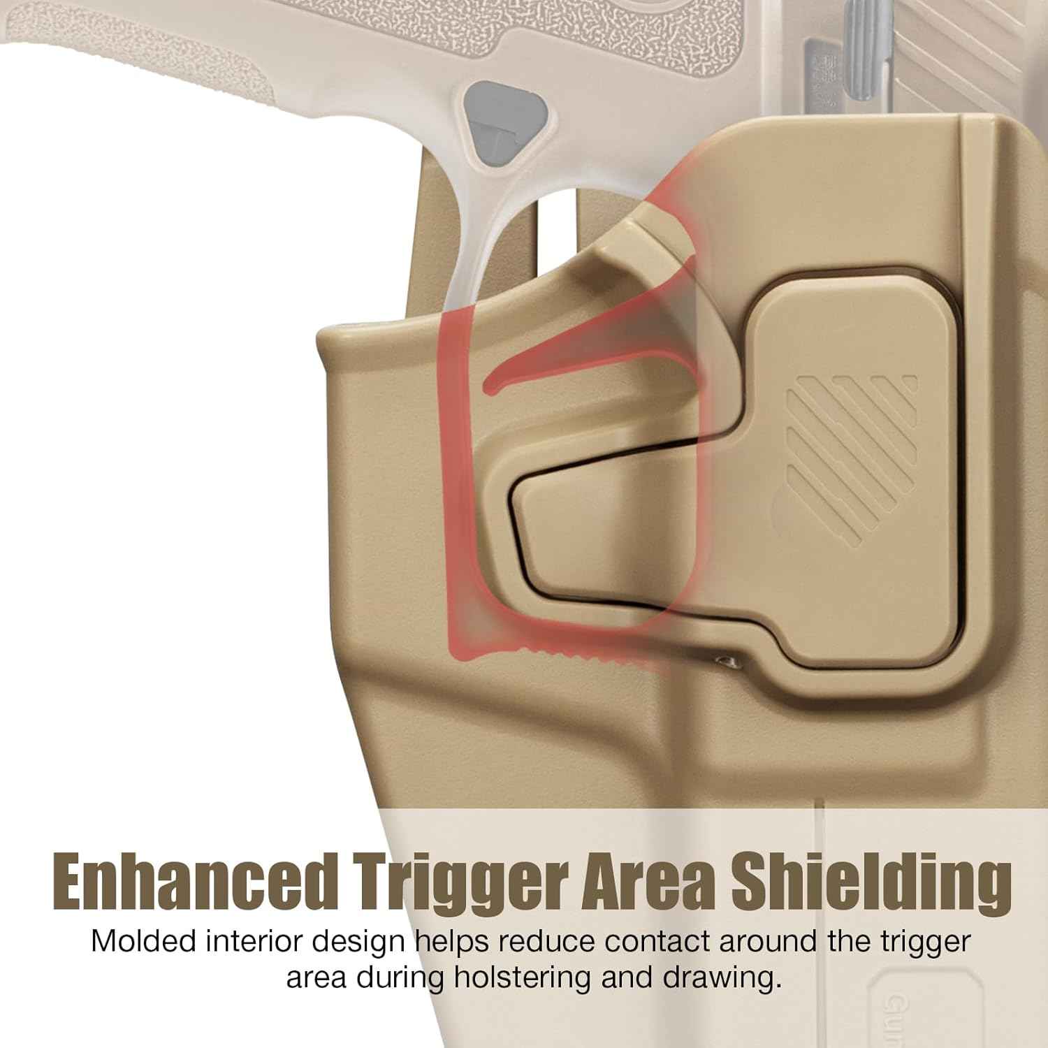 Universal OWB Paddle Holster Desert Tan Optic Ready - Fits Sig P320, Glock 17/19, Taurus G2C/G3C, Canik TP9, FN 509, M&P, CZ P-07 & More - Index Finger Release, Right Hand