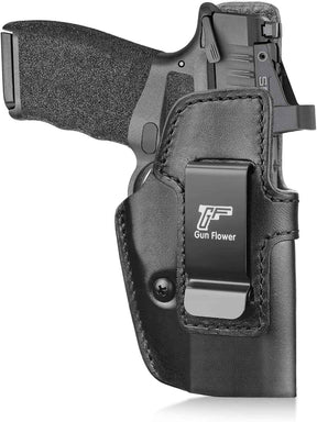 Springfield Hellcat Pro Holster IWB Leather Optic Cut - Fits Hellcat Pro/Comp & Hellcat RDP, Concealed Carry Appendix Inside Waistband, 1.5"-1.75" Belt, Black Right Hand - GUN & FLOWER