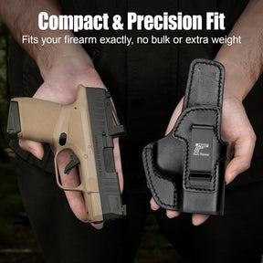 Ruger MAX-9 / PSA Dagger Micro / Springfield Hellcat / Hellcat OSP IWB Leather Holster - Optic Cut Concealed Carry, Fits 1.5"-1.75" Belt, Premium Leather Right Hand - GUN & FLOWER