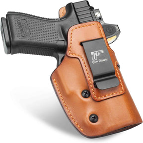 Glock 19/19X/23/32/45 Gen1-5 & MOS IWB Leather Holster - Optic Cut Custom Fit (Also PSA Dagger Compact & Ruger RXM), Premium Leather Concealed Carry, Fits 1.5"-1.75" Belt, Right Hand