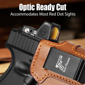 Glock 19/19X/23/32/44/45 IWB Leather Holster w/Olight Baldr S / Baldr Mini / RL Mini - Light-Bearing Optic Cut, Fits MOS Version, 1.5"-1.75" Belts, Right Hand