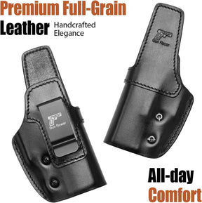 Gunflower  Glock 19/19X/23/32/44/45 Gen1-5 & MOS IWB Leather Holster - Optic Cut Custom Fit (Also PSA Dagger Compact & Ruger RXM), Premium Leather Concealed Carry, Fits 1.5"-1.75" Belt, Black Right Hand
