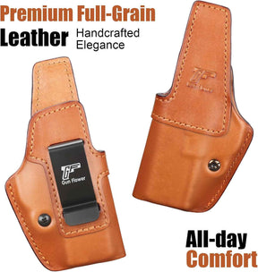 Springfield Hellcat Pro Holster IWB Leather Optic Cut - Fits Hellcat Pro/Comp & Hellcat RDP, Concealed Carry Appendix Inside Waistband, 1.5"-1.75" Belt, Black Right Hand - GUN & FLOWER