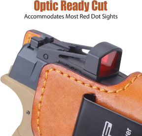 Springfield Hellcat Pro Holster IWB Leather Optic Cut - Fits Hellcat Pro/Comp & Hellcat RDP, Concealed Carry Appendix Inside Waistband, 1.5"-1.75" Belt, Black Right Hand - GUN & FLOWER