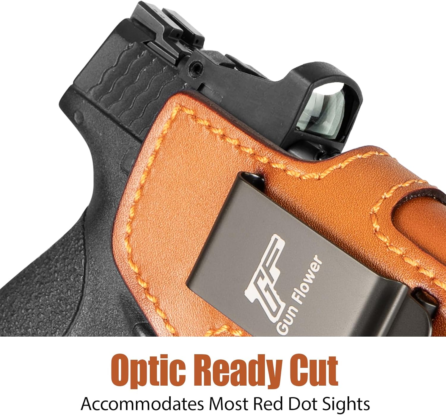 GUN & FLOWER IWB Leather Holster for M&P Shield Plus 9mm / M&P Shield M2.0 / M&P Shield 1.0 - Optic Cut, Inside Waistband Concealed Carry, Adjustable Retention, Right Hand, Brown