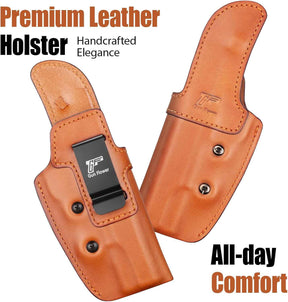 1911 IWB Full Grain Leather Holster - Fits Most 5" / 4.25" / 4" Barrel 1911 Pistols (Kimber, Colt, Tisas, S&W, Sig, Springfield, Ruger SR, Remington & More) - Right Hand Concealed Carry, No Optics/No Light/Laser