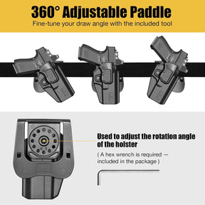 Glock 17/19/19X/45 MOS OWB Paddle Holster - Level II Retention, Optic Ready, 360° Adj  GUN FLOWER