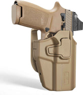 Universal OWB Paddle Holster Desert Tan Optic Ready - Fits Sig P320, Glock 17/19, Taurus G2C/G3C, Canik TP9, FN 509, M&P, CZ P-07 & More - Index Finger Release, Right Hand