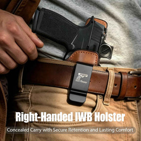 Sig Sauer P365 X-Macro IWB Leather Holster w/TLR-7 X Light - Light-Bearing Concealed Carry, Fits P365 X-MACRO / TACOPS / COMP, Optic Cut, 1.5"-1.75" Belts, Right Hand