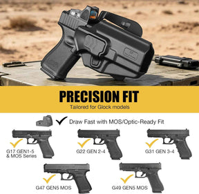 Glock 17/19/19X/45 MOS OWB Paddle Holster - Level II Retention, Optic Ready, 360° Adj  GUN FLOWER