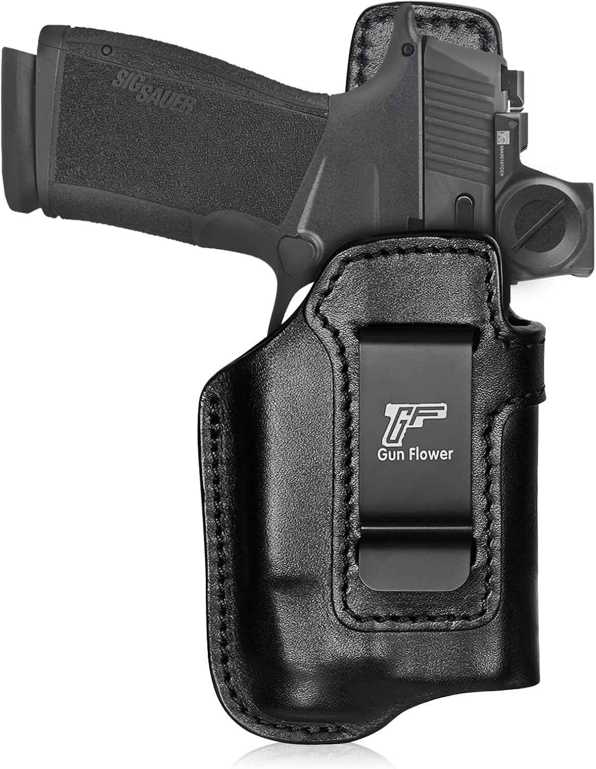 Sig Sauer P365 X-Macro IWB Leather Holster w/TLR-7 X Light - Light-Bearing Concealed Carry, Fits P365 X-MACRO / TACOPS / COMP, Optic Cut, 1.5"-1.75" Belts, Right Hand