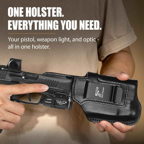 Sig Sauer P365 X-Macro IWB Leather Holster w/TLR-7 X Light - Light-Bearing Concealed Carry, Fits P365 X-MACRO / TACOPS / COMP, Optic Cut, 1.5"-1.75" Belts, Right Hand