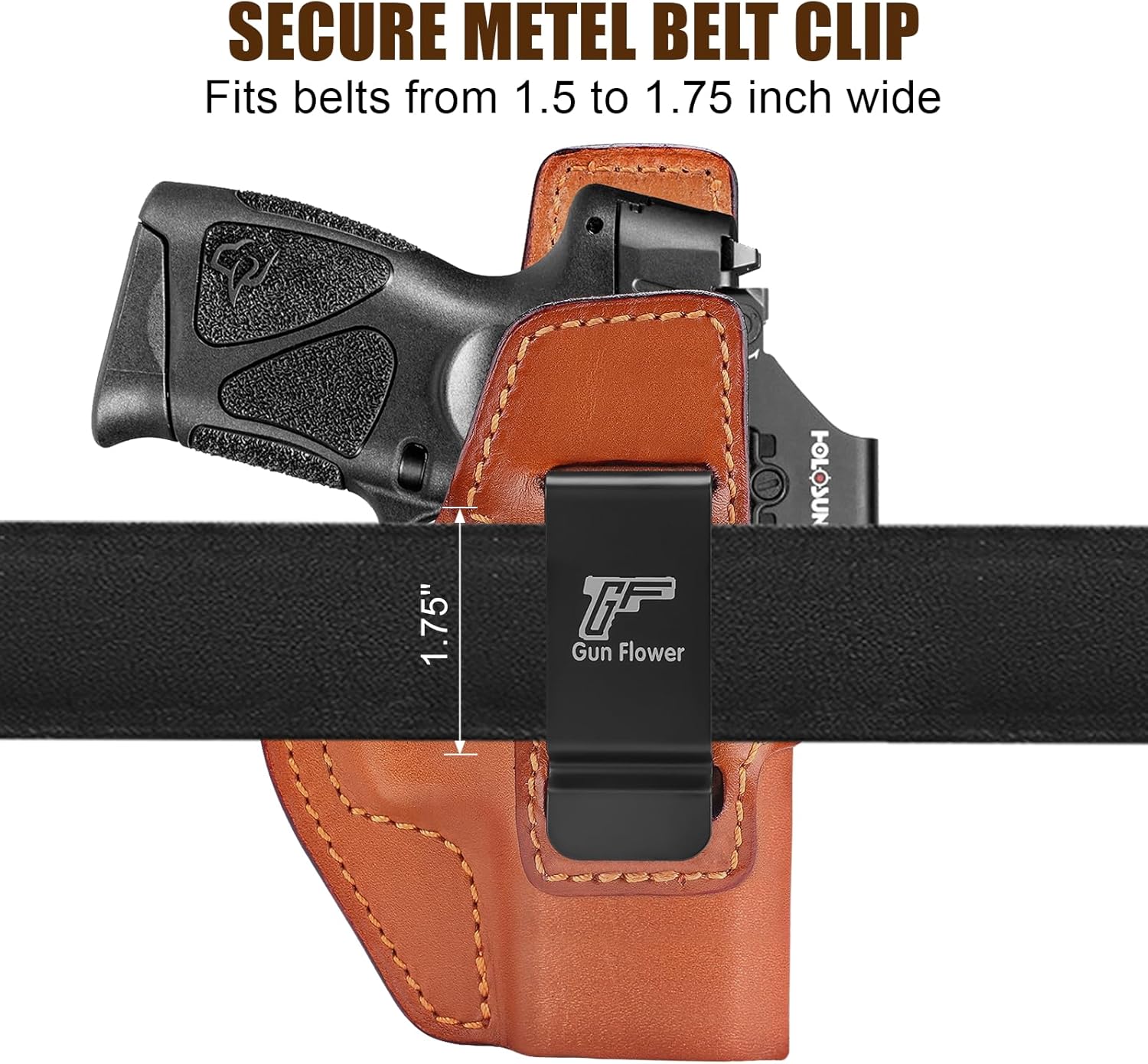 GUN & FLOWER Taurus G3C/G2C IWB Leather Holster - Premium Leather, Optic Cut & Appendix Concealed Carry, Fits 1.5"-1.75" Belts, Right Hand for G3C Toro/TX22 Compact/PT111/PT140 G2 GUN & FLOWER