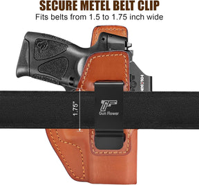 GUN & FLOWER Taurus G3C/G2C IWB Leather Holster - Premium Leather, Optic Cut & Appendix Concealed Carry, Fits 1.5"-1.75" Belts, Right Hand for G3C Toro/TX22 Compact/PT111/PT140 G2 GUN & FLOWER