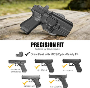 Glock 17/19/19X/23/45 OWB Holster - Level II Index Finger Release, Adjustable Retention, 360° Paddle, Precision Fit Right Hand
