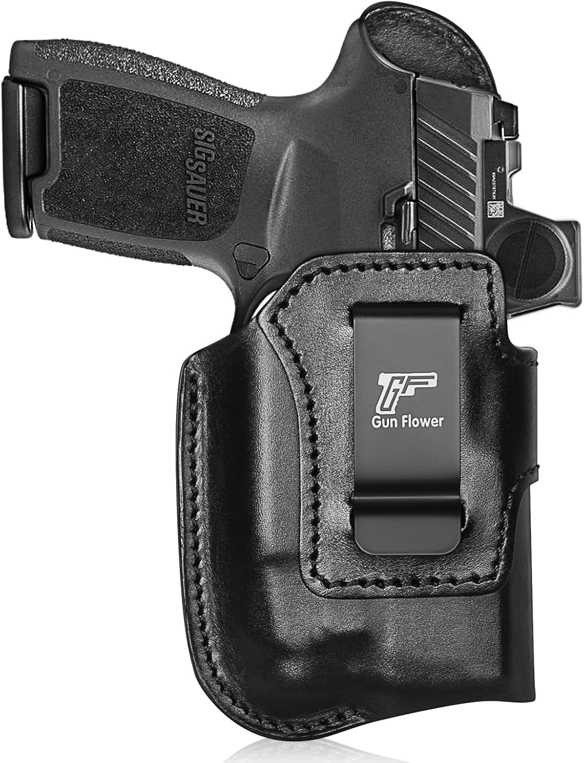 Sig P320 Compact / M18 IWB Black Leather Holster w/TLR-7 X / HL-X / TLR-7A / TLR-7 - Light-Bearing Concealed Carry, Also Fits P320 XCarry & XCompact, 1.5"-1.75" Belts, Right Hand